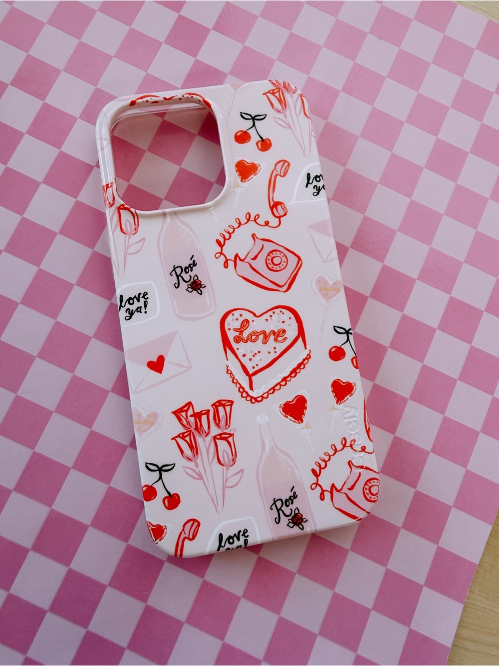 Pink Love-Print Phone Case - Unbranded